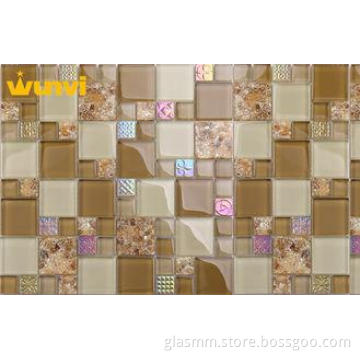 Classical Brown Iridescent Glass Mosaic Tile , Iridescent G